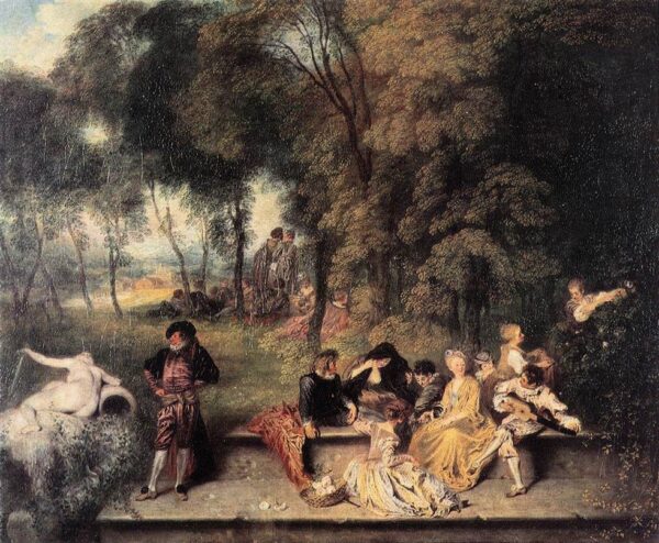 Merry Company in the Open Air by Antoine Watteau, hand-painted oil painting reproduction