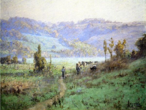 In the Whitewater Valley Near Metamora by Theodore Clement Steele, hand-painted oil painting reproduction