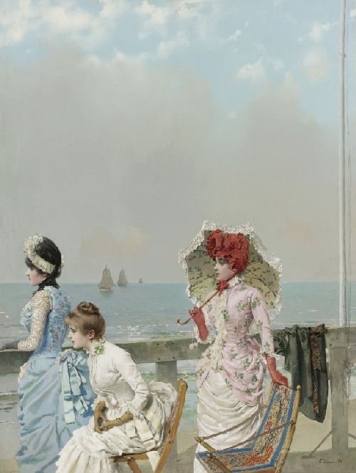 Mezzogorno al Mare by Vittorio Corcos, hand-painted oil reproduction