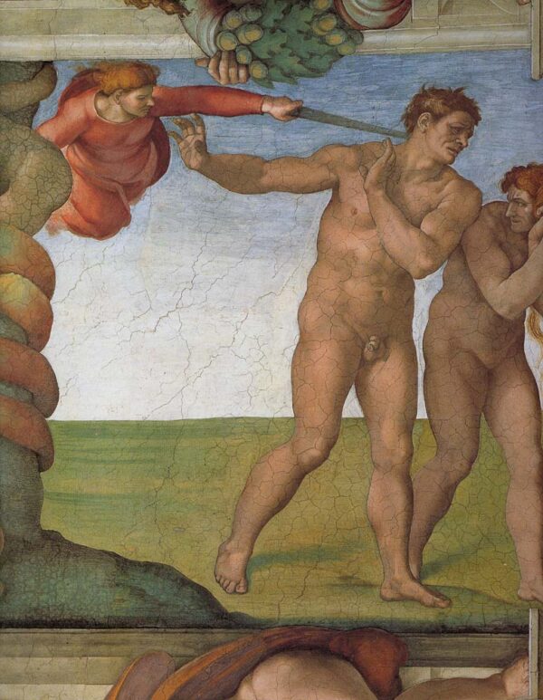 Genesis The Fall and Expulsion from Paradise by Michelangelo, hand-painted oil painting reproduction
