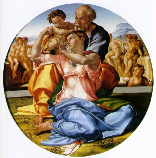 The Holy Family with the Infant John the Baptist by Michelangelo, hand-painted oil painting reproduction