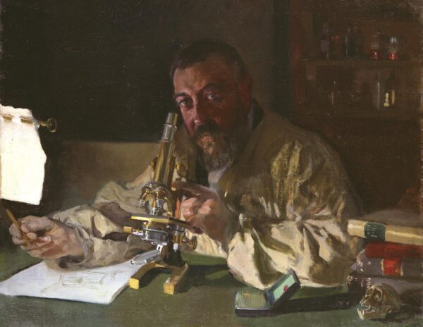 Portrait of Dr. Simarro at the Microscope by Joaquin Sorolla y Bastida, hand-painted oil painting reproduction