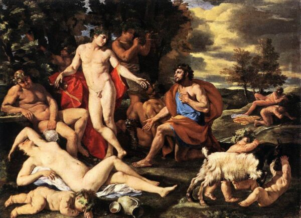 Midas and Bacchus by Nicolas Poussin, hand-painted oil painting reproduction