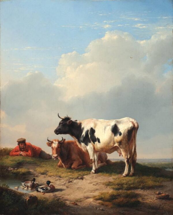 Midday Rest by Eugène Verboeckhoven, hand-painted oil painting reproduction