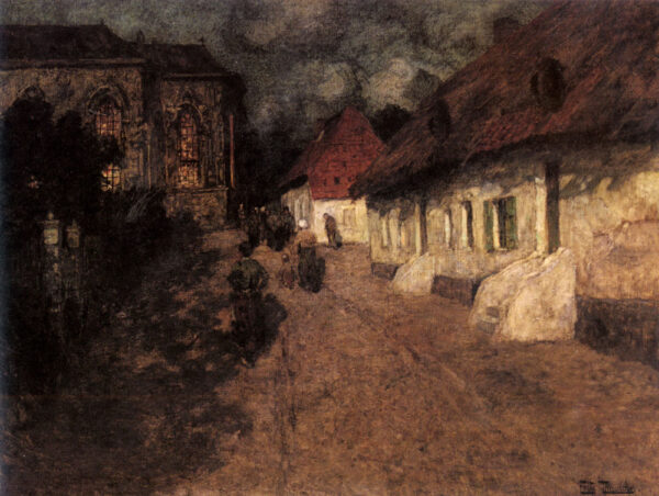 Midnight Mass by Fritz Thaulow, hand-painted oil painting reproduction