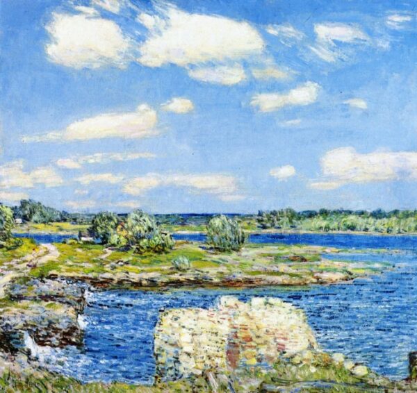 Mill Site and Old Todal Dam, Cos Cob by Frederick Childe Hassam, hand-painted oil painting reproduction