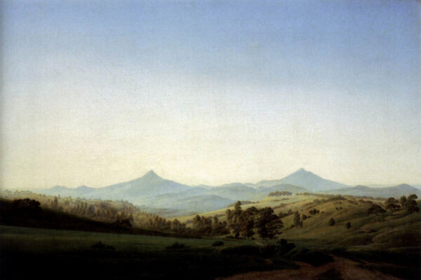 Bohemian Landscape with Mount Milleschauer by Caspar David Friedrich, hand-painted oil painting reproduction