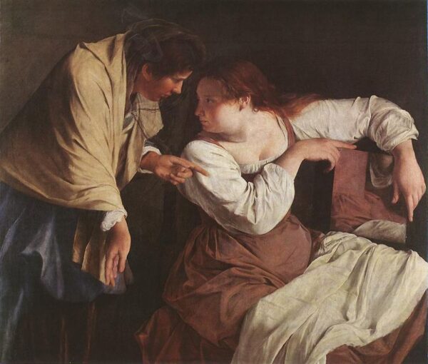 Two Women with a Mirror by Orazio Gentileschi, hand-painted oil painting reproduction