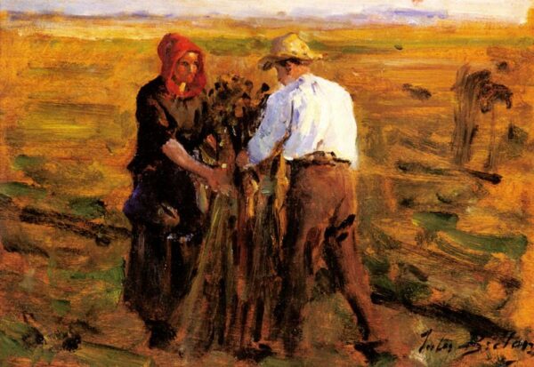 Mise En Tas Des Oeillettes by Jules Breton, hand-painted oil painting reproduction