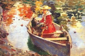 Miss Motes and Her Dog Shep by Theodore Robinson, hand-painted oil painting reproduction
