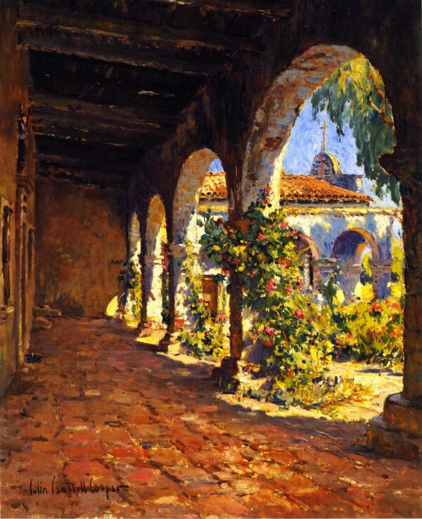 Mission Corridor San Juan Capistrano by Colin Campbell Cooper, hand-painted oil painting reproduction