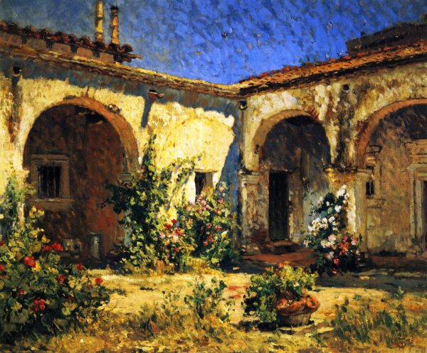 Mission Courtyard by Colin Campbell Cooper, hand-painted oil painting reproduction