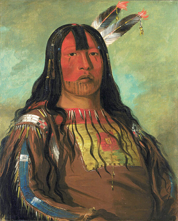 Mix ke mote skin na, Iron Horn, a Warrior by George Catlin, hand-painted oil painting reproduction