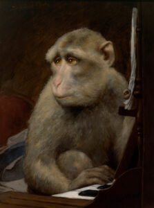 Monkey at Piano by Gabriel Cornelius Ritter von Max, hand-painted oil painting reproduction