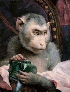 Monkey with Book by Gabriel Cornelius Ritter von Max, hand-painted oil painting reproduction