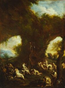 Monks Praying in a Grotto by Alessandro Magnasco, hand-painted oil painting reproduction