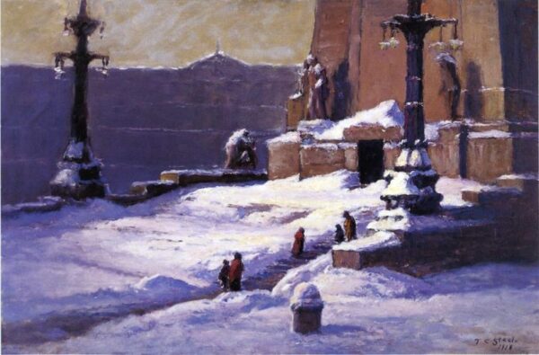Monument in the Snow by Theodore Clement Steele, hand-painted oil painting reproduction