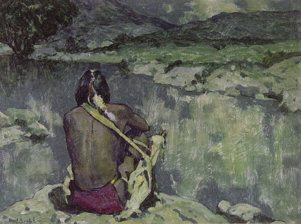 Moonlight Meditation by E Irving Couse, hand-painted oil painting reproduction