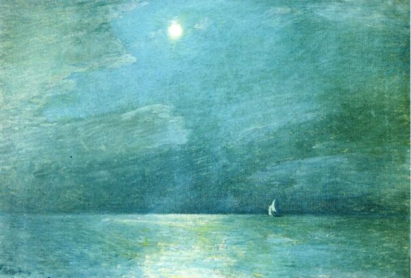 Moonlight on the Sound by Frederick Childe Hassam, hand-painted oil painting reproduction