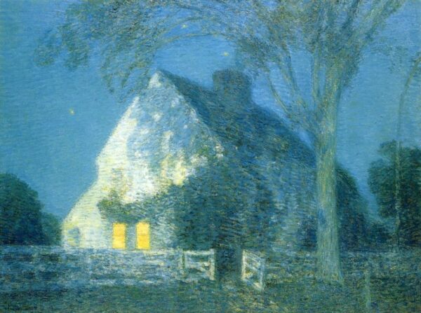 Moonlight, the Old House by Frederick Childe Hassam, hand-painted oil painting reproduction
