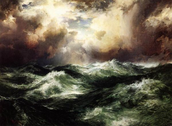 Moonlit Seascape by Thomas Moran, hand-painted oil reproduction