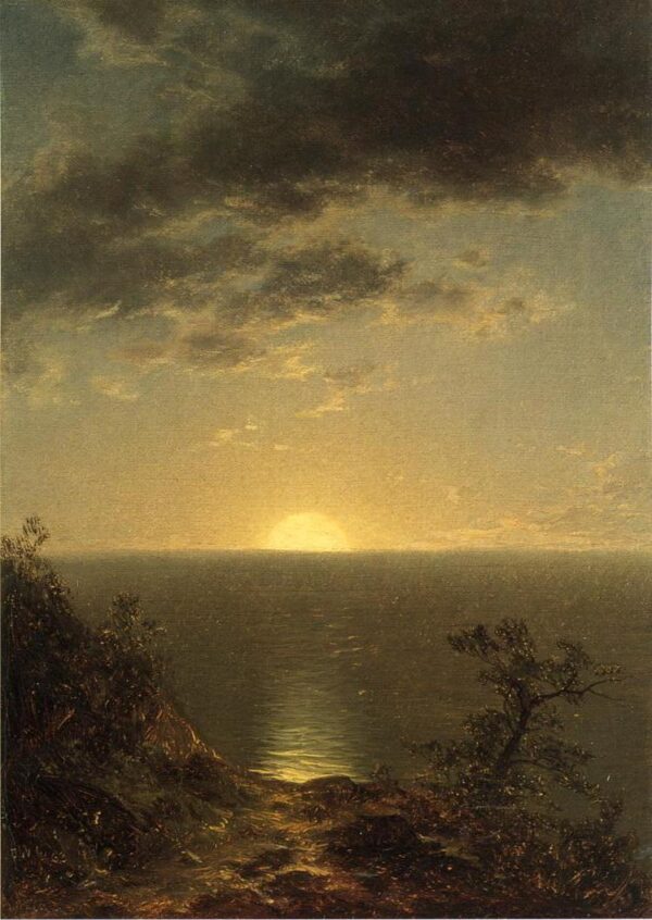 Moonrise on the Coast by John William Casilear, hand-painted oil painting reproduction