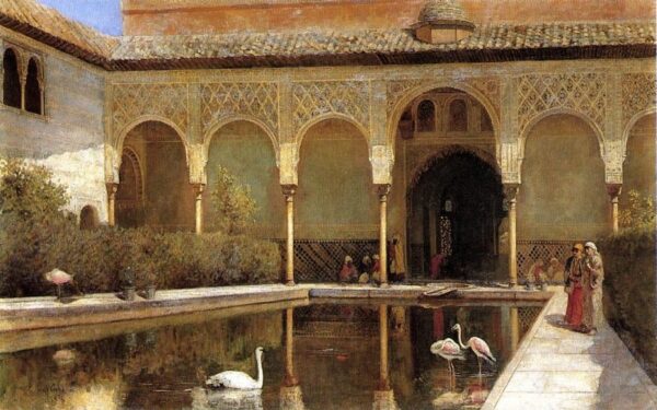 A Court in The Alhambra in the Time of the Moors by Edwin Lord Weeks, hand-painted oil painting reproduction