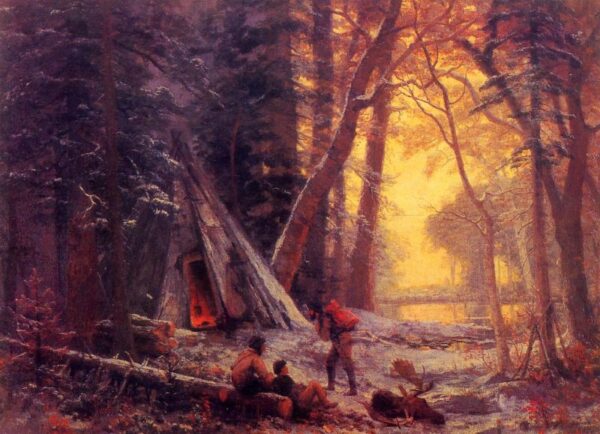 Moose Hunters’ Camp by Albert Bierstadt, hand-painted oil reproduction