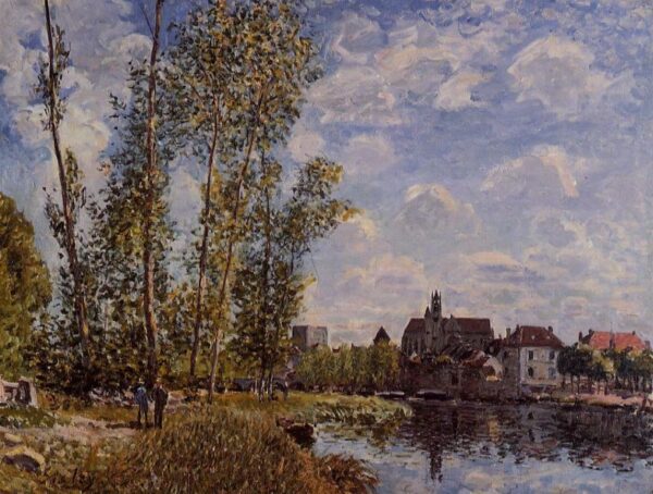 Moret, View from the Loing, May Afternoon by Alfred Sisley, hand-painted oil painting reproduction