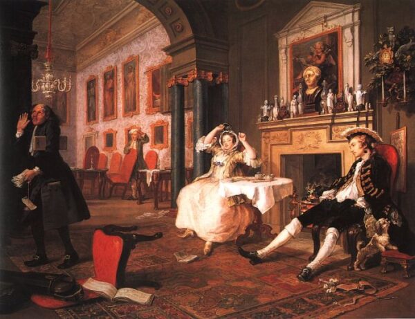 Marriage la Mode- Scene II – Early in the Morning by William Hogarth, hand-painted oil painting reproduction