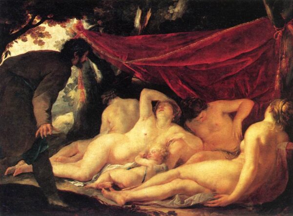 Venus and the Three Graces Surprised by a Mortal by Jacques Blanchard, hand-painted oil painting reproduction