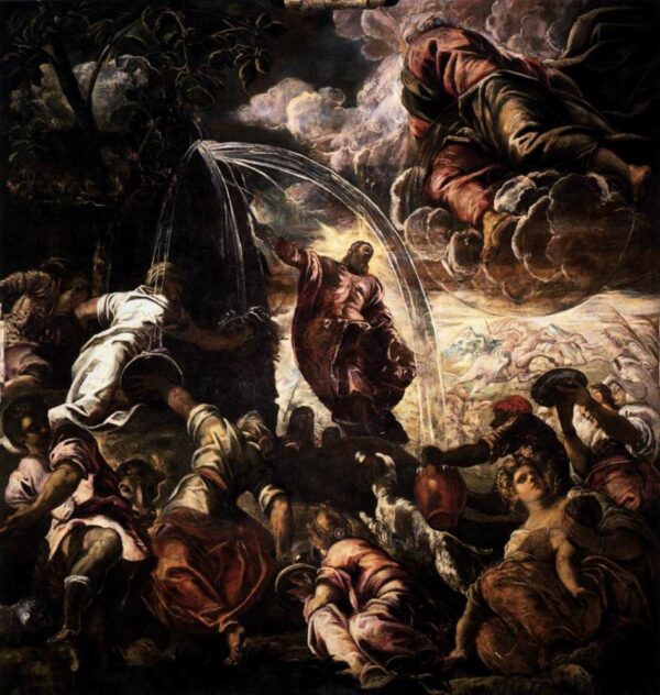 Moses Drawing Water from the Rock by Tintoretto, hand-painted oil painting reproduction