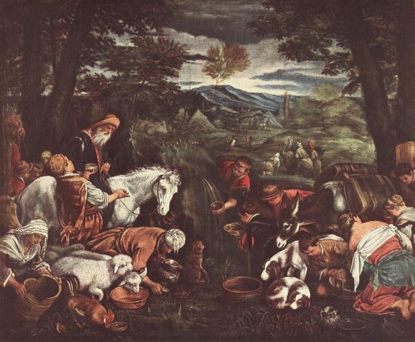 Moses Striking the Rock by Leandro Bassano, hand-painted oil painting reproduction