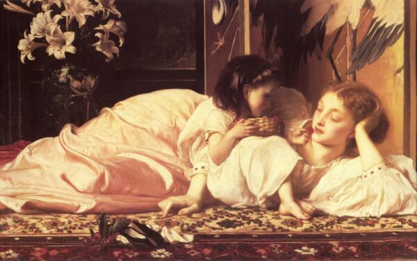 Mother and child leighton by Lord Frederick Leighton, hand-painted oil painting reproduction
