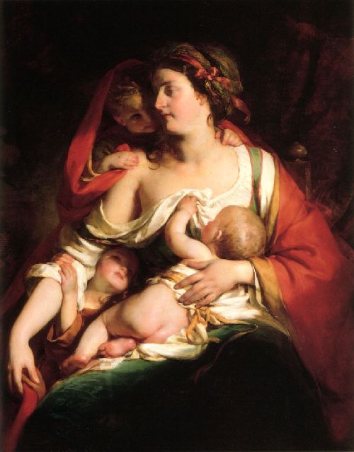 Mother And Children by Friedrich von Amerling, hand-painted oil reproduction