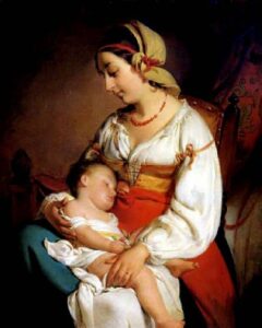 Mother Love by Friedrich von Amerling, hand-painted oil painting reproduction