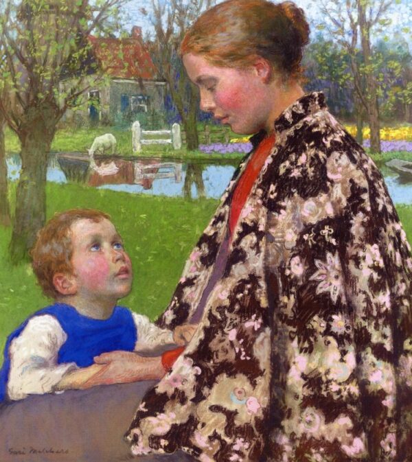Mother and Child by the Sea by Gari Melchers, hand-painted oil painting reproduction