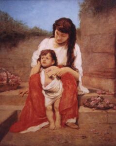 Mother with Child by Gabriel Cornelius Ritter von Max, hand-painted oil painting reproduction