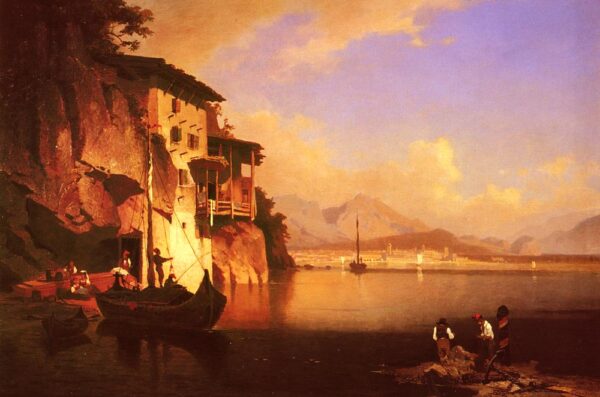 Motion of the Garda Lake by Franz Richard Unterberger, hand-painted oil painting reproduction