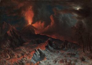 Mount Vesuvius at Midnight by Albert Bierstadt, hand-painted oil painting reproduction