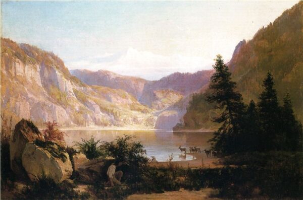 Mountain Lake by Thomas Hill, hand-painted oil painting reproduction