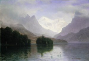 Mountain Scene by Albert Bierstadt, hand-painted oil painting reproduction