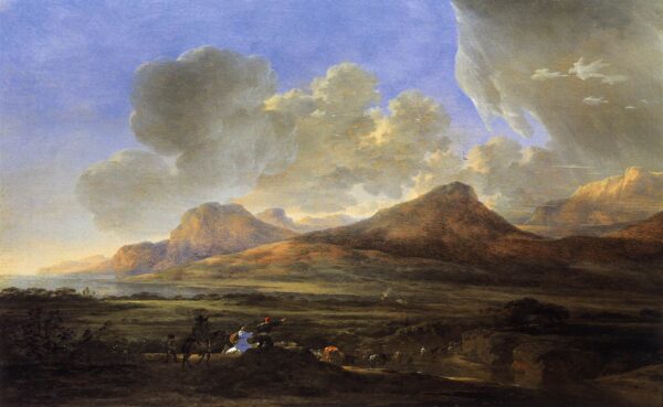 Mountainous Landscape with Traveling Herdsmen by Jan Asselyn, hand-painted oil painting reproduction