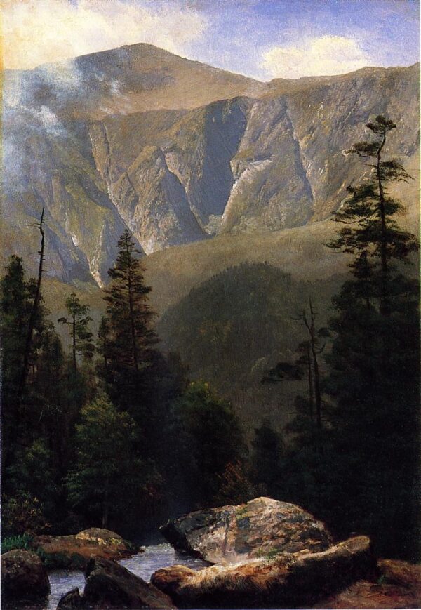 Mountainous Landscape by Albert Bierstadt, hand-painted oil painting reproduction