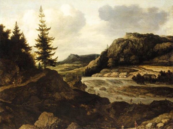 Mountainous River Landscape by Allaert van Everdingen, hand-painted oil painting reproduction