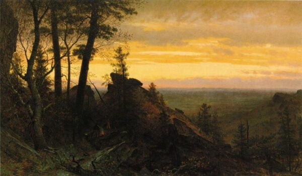 Twilight in the Shawangunk Mountains by Thomas Worthington Whittredge, hand-painted oil painting reproduction