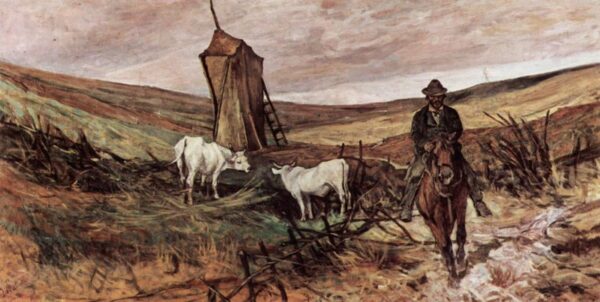 Mounted Man and Cows by Giovanni Fattori, hand-painted oil painting reproduction