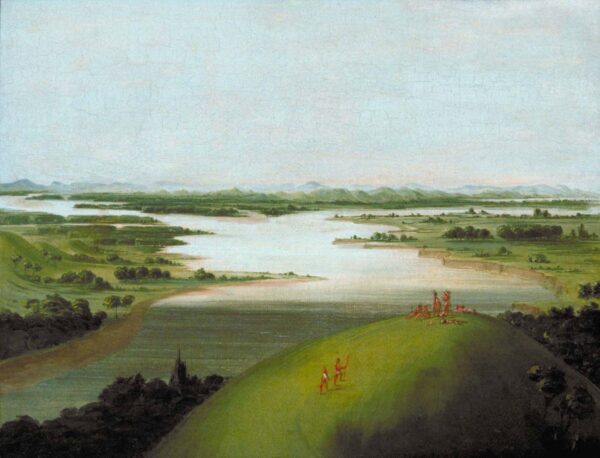 Mouth of the Platte River, 900 Miles above St. Louis by George Catlin, hand-painted oil painting reproduction