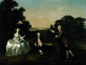 Mr and Mrs Van Harthals and Their Son 1749 by Arthur William Devis, hand-painted oil painting reproduction