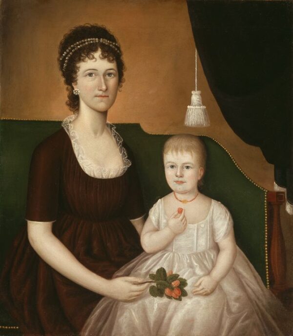 Mrs. Andrew Bedford Bankson and Son by Joshua Johnson, hand-painted oil painting reproduction